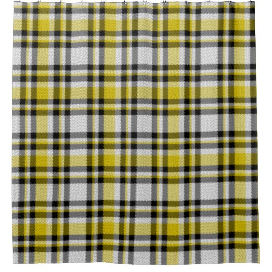 Geel, wit en zwart, geplakt showgordijn douchegordijn (Voorkant)