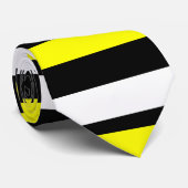 Geel wit en zwart, horizontaal gestreept stropdas (Opgerold)