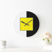 Geel, wit en zwart, minimaal modern grote klok (Huis)