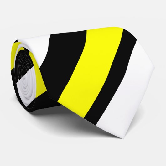 Geel wit en zwart, standaard streep stropdas (Opgerold)