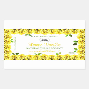 Geel wit etiket Bloomvormende Rozen Logo toevoegen