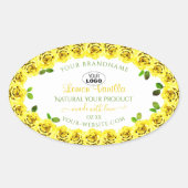 Geel wit etiket Bloomvormende Rozen Logo toevoegen (Voorkant)