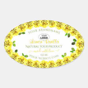 Geel wit etiket Bloomvormende Rozen Logo toevoegen