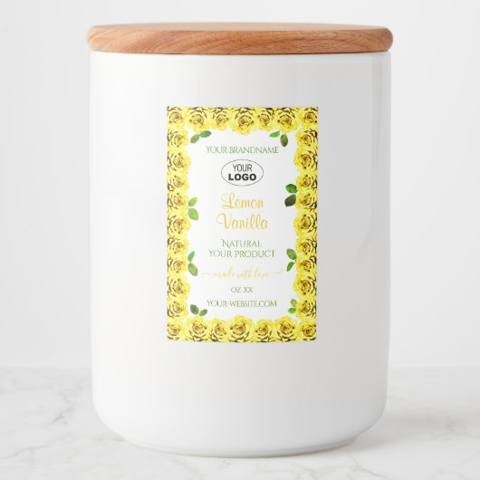 Geel wit etiket Bloomvormende Rozen Logo toevoegen (Voorkant)