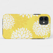Geel wit Floral Monogram Case-Mate iPhone Case (Achterkant (horizontaal))