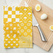 Geel Wit Gemengde Patchwork Ontwerp Patchwork Theedoek (Quarter Fold)