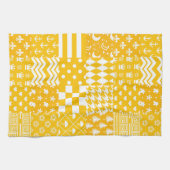 Geel Wit Gemengde Patchwork Ontwerp Patchwork Theedoek (Horizontaal)