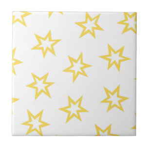 Geel wit geometrisch sterrenpatroon tegeltje