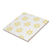 Geel wit geometrisch sterrenpatroon tegeltje (Zijkant)