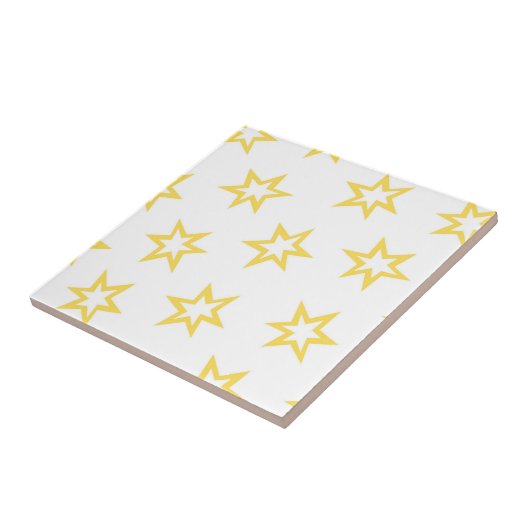 Geel wit geometrisch sterrenpatroon tegeltje (Zijkant)