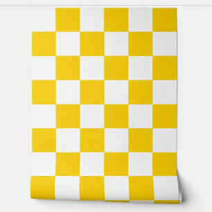 Geel Wit Geruit Check Wall Decor Behang