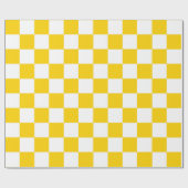 Geel wit geruit controlepatroon cadeaupapier (Vlak)