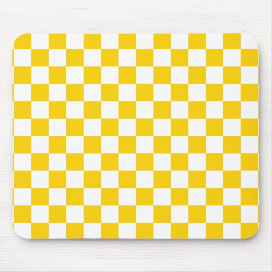 Geel wit geruit controlepatroon ontwerp muismat (Voorkant)