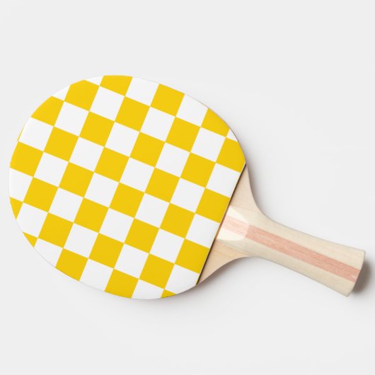 Geel wit geruit controlepatroon tafeltennisbatje (Zijkant)