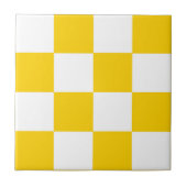 Geel wit geruit controlepatroon tegeltje (Voorkant)