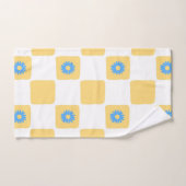 Geel wit geruit met blauw bloemenpatroon bad handdoek (Handdoek)