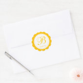 Geel wit geschulpte cirkel monogram dank u ronde sticker (Envelop)