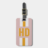 Geel & Wit gestreepte Shadow Monogram blush roze Bagagelabel (Voorkant verticaal)