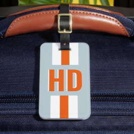 geel & wit gestreepte Shadow Monogram retro feestj Bagagelabel