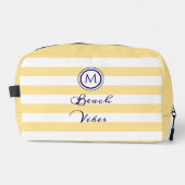 Geel & Wit Gestreepte Strand Vibes Monogrammed Toilettasje (Voorkant)
