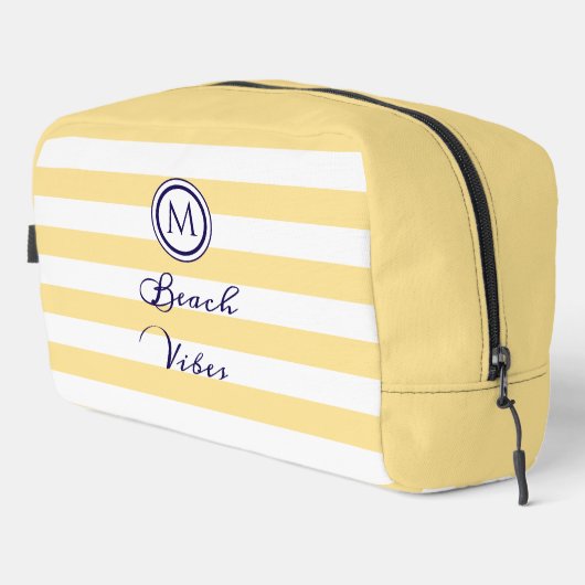 Geel & Wit Gestreepte Strand Vibes Monogrammed Toilettasje (Rechterhoek)