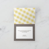 Geel & Wit Gingham Canvas Bedankkaartjes Bedankkaart (Binnen)