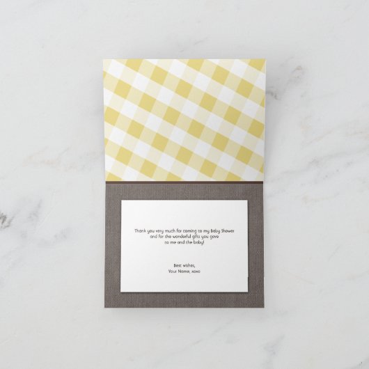 Geel & Wit Gingham Canvas Dank u kaarten (Binnen)