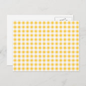 Geel wit Gingham Pattern Briefkaart (Voorkant / Achterkant)