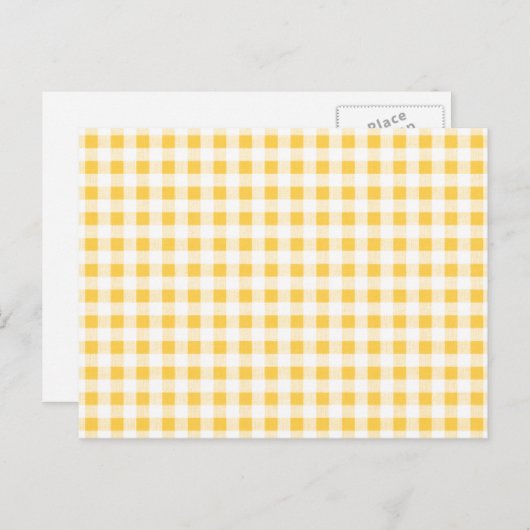 Geel wit Gingham Pattern Briefkaart (Voorkant / Achterkant)
