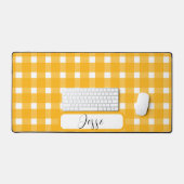Geel wit Gingham Pattern Bureaumat (Keyboard & Muis)