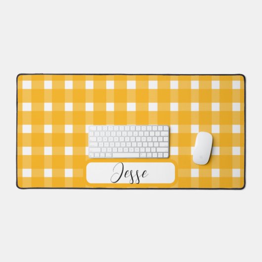 Geel wit Gingham Pattern Bureaumat (Keyboard & Muis)