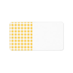 Geel wit Gingham Pattern Etiket
