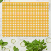 Geel wit Gingham Pattern Theedoek (Gevouwen)