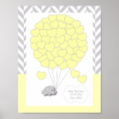 Geel, wit grijs Baby shower met olifant - Gast Poster (Voorkant)
