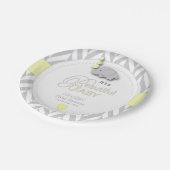 Geel, wit grijs Baby shower Papieren Bordje (Gekanteld)