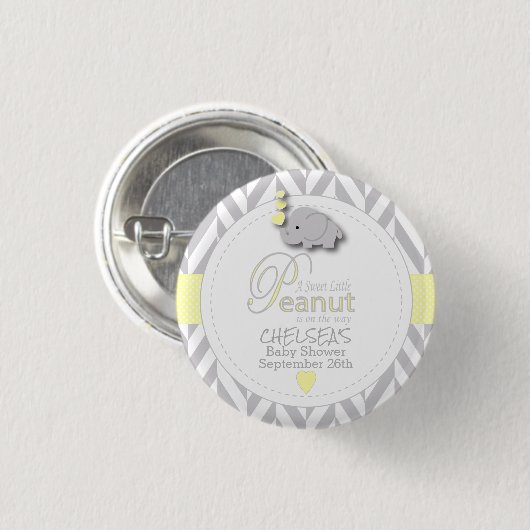 Geel, wit grijs Baby shower Ronde Button 3,2 Cm (Voorkant /achterkant)