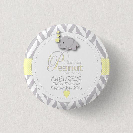 Geel, wit grijs Baby shower Ronde Button 3,2 Cm (Voorkant)