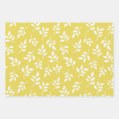 Geel Wit Grijs Bloemen Verjaardag Vrijgezellenfees Inpakpapier Vel (Voorkant 3)