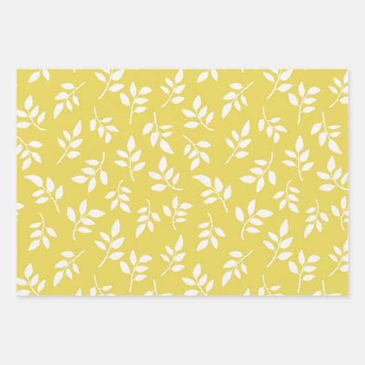 Geel Wit Grijs Bloemen Verjaardag Vrijgezellenfees Inpakpapier Vel (Voorkant 3)