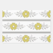 Geel Wit Grijs Bloemen Verjaardag Vrijgezellenfees Inpakpapier Vel (Voorkant 2)