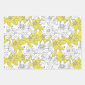 Geel Wit Grijs Bloemen Verjaardag Vrijgezellenfees Inpakpapier Vel (Voorkant)