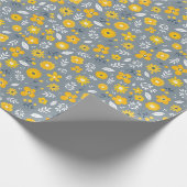 Geel | Wit | Grijs bloemig inpakpapier (Hoek)