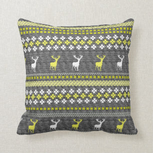 Geel wit grijs Stag Deer Trendy Modern Kussens