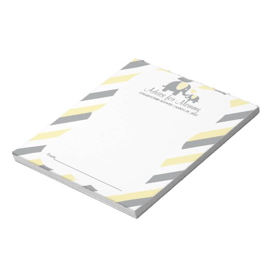 Geel, wit grijs stripe olifant - advies notitieblok (Linkerzijde)
