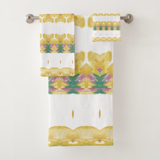 Geel Wit Groen en Roze Patroon Bad Handdoek (Insitu)