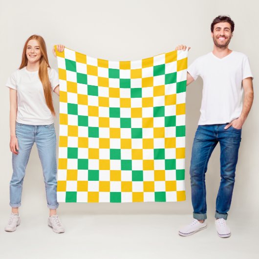 Geel Wit Groen Geruit Ontwerp  Fleece Deken (In situ)