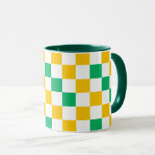 Geel Wit Groen Geruit Ontwerp  Mok (Voorkant rechts)