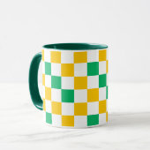 Geel Wit Groen Geruit Ontwerp Mok (Voorkant links)