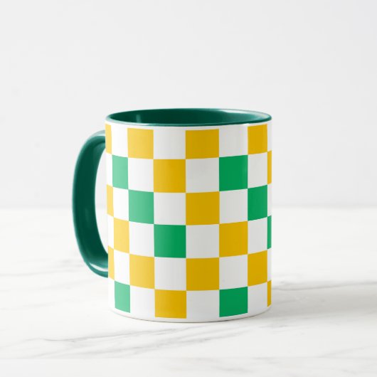 Geel Wit Groen Geruit Ontwerp  Mok (Voorkant links)