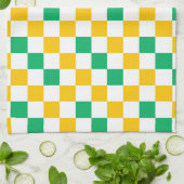 Geel Wit Groen Geruit Ontwerp  Theedoek (Gevouwen)